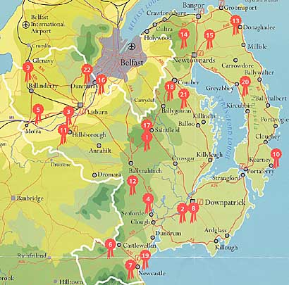 Northern Ireland Map showing varioius Equestrian Centres