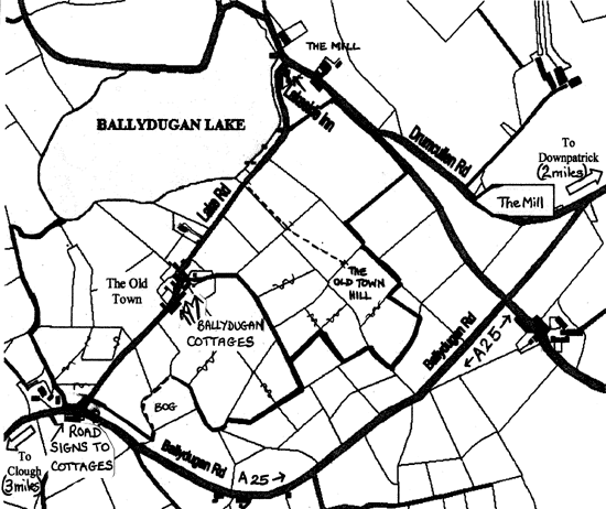 Close up map of Ballydugan